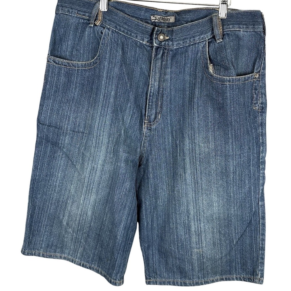 Starbury Stephon Marbury Mens Denim Shorts Blue Relaxed Fit Size 36 Streetwear